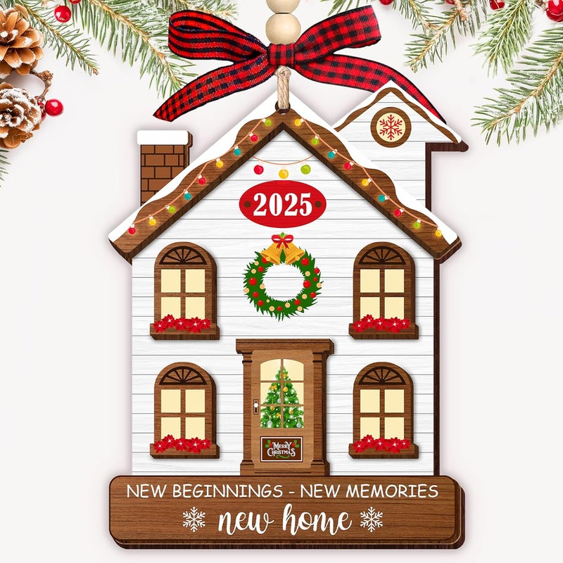 HEXMOZ New Home Ornament 2025 - Best Housewarming Gifts 2025 - New Home Gift Ideas - House Warming Gifts - First House Gift for Owners, Couples, Men, Women - Our First Christmas Ceramic Keepsake - Image 1